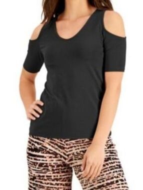 Willow Drive Cold-Shoulder Top Black Size L MSRP $40